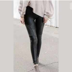 SPANX Faux Leather Moto Leggings Size S
